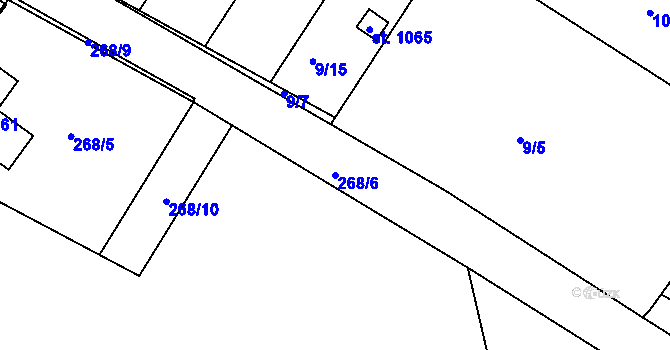 Parcela st. 268/6 v KÚ Smiřice, Katastrální mapa