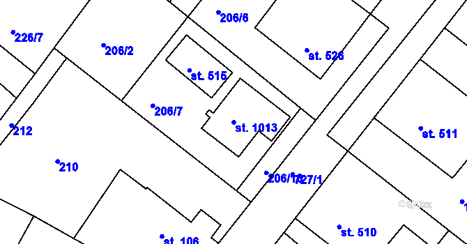 Parcela st. 1013 v KÚ Smiřice, Katastrální mapa
