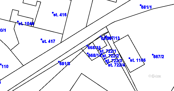 Parcela st. 668/15 v KÚ Smiřice, Katastrální mapa