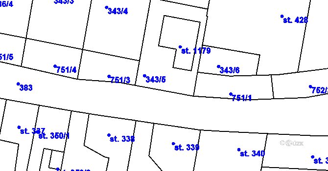 Parcela st. 751/2 v KÚ Smiřice, Katastrální mapa