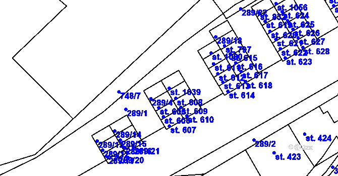 Parcela st. 1039 v KÚ Smiřice, Katastrální mapa