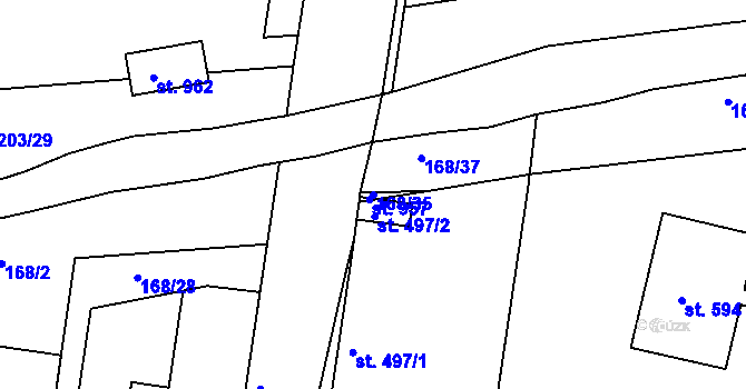 Parcela st. 168/35 v KÚ Smiřice, Katastrální mapa