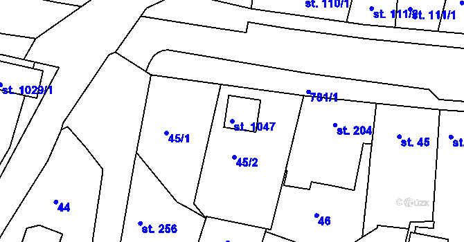 Parcela st. 1047 v KÚ Smiřice, Katastrální mapa