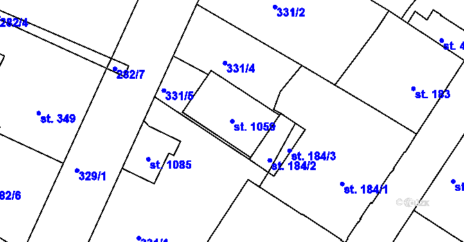 Parcela st. 1059 v KÚ Smiřice, Katastrální mapa