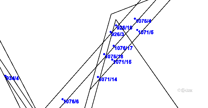 Parcela st. 1076/18 v KÚ Smiřice, Katastrální mapa