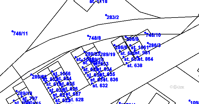 Parcela st. 289/19 v KÚ Smiřice, Katastrální mapa