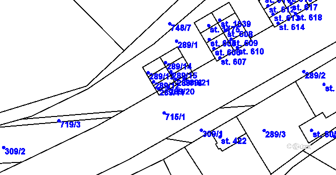 Parcela st. 289/20 v KÚ Smiřice, Katastrální mapa