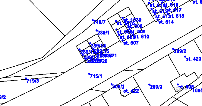 Parcela st. 289/21 v KÚ Smiřice, Katastrální mapa
