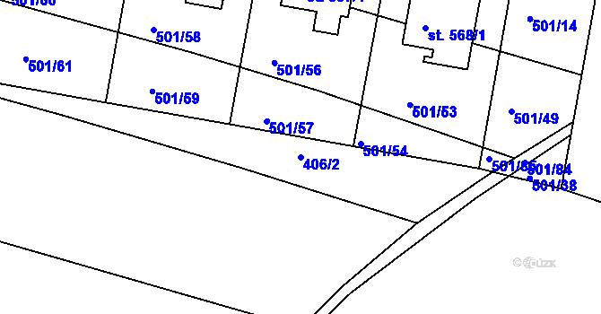 Parcela st. 406/2 v KÚ Smiřice, Katastrální mapa