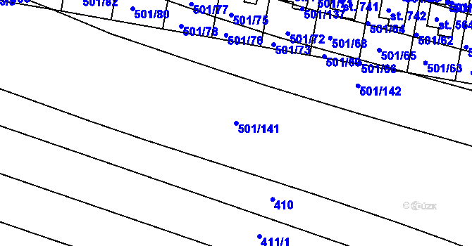 Parcela st. 501/141 v KÚ Smiřice, Katastrální mapa