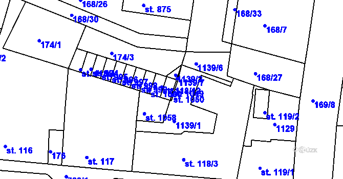 Parcela st. 1049 v KÚ Smiřice, Katastrální mapa