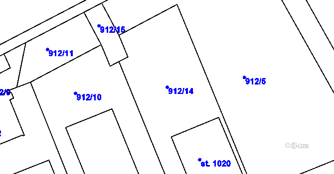 Parcela st. 912/14 v KÚ Smiřice, Katastrální mapa