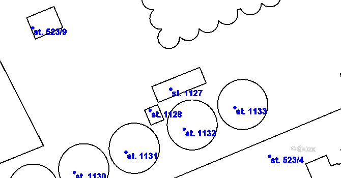 Parcela st. 1127 v KÚ Smiřice, Katastrální mapa