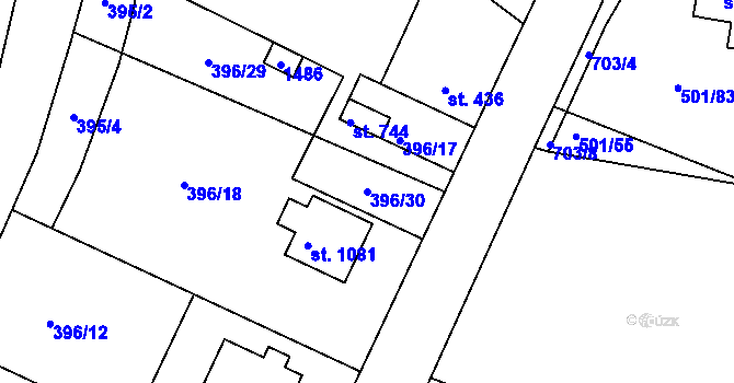 Parcela st. 396/30 v KÚ Smiřice, Katastrální mapa