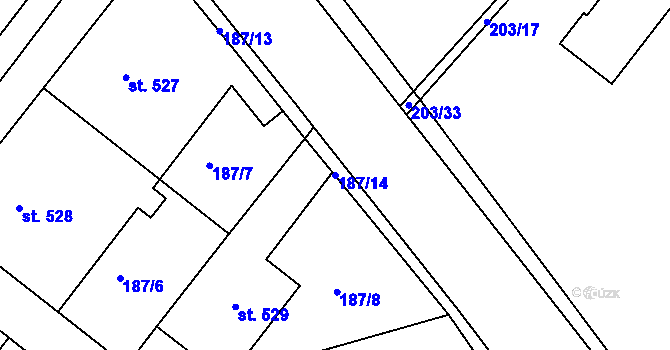 Parcela st. 187/14 v KÚ Smiřice, Katastrální mapa