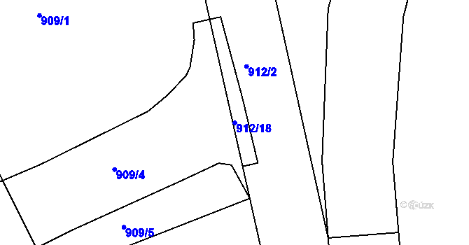 Parcela st. 912/18 v KÚ Smiřice, Katastrální mapa