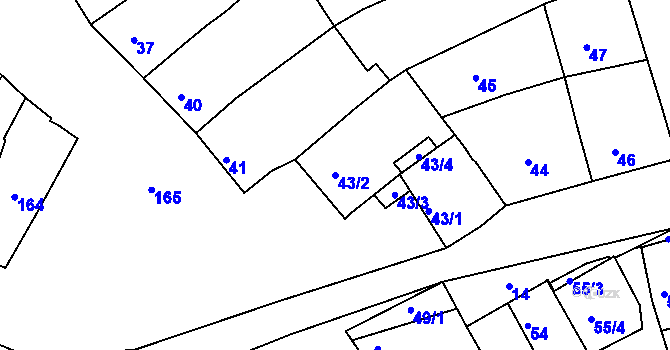 Parcela st. 43/2 v KÚ Smolín, Katastrální mapa