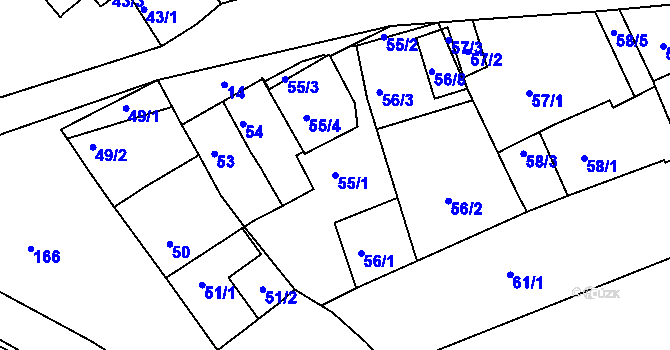 Parcela st. 55/1 v KÚ Smolín, Katastrální mapa