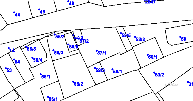 Parcela st. 57/1 v KÚ Smolín, Katastrální mapa
