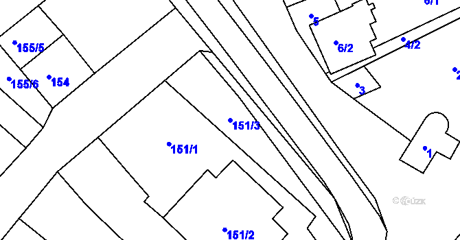 Parcela st. 151/3 v KÚ Smolín, Katastrální mapa