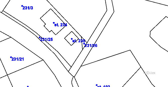 Parcela st. 231/26 v KÚ Smolina, Katastrální mapa