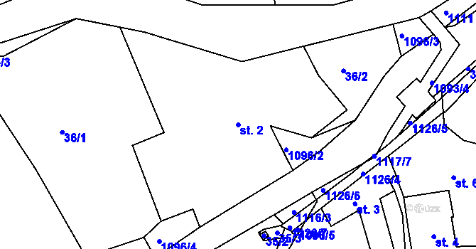 Parcela st. 2 v KÚ Smolina, Katastrální mapa