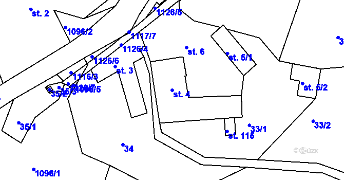 Parcela st. 4 v KÚ Smolina, Katastrální mapa