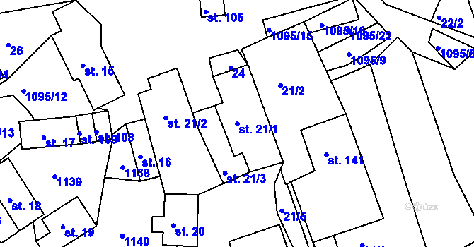 Parcela st. 21/1 v KÚ Smolina, Katastrální mapa
