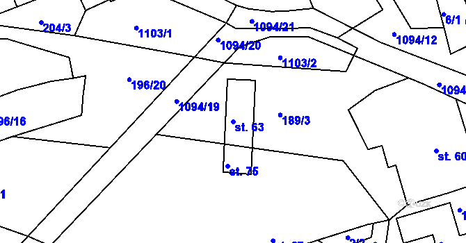 Parcela st. 63 v KÚ Smolina, Katastrální mapa