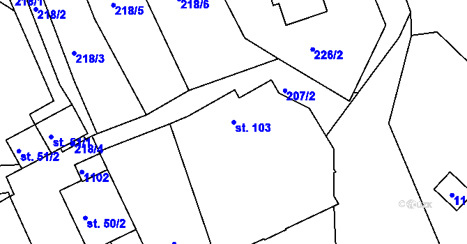 Parcela st. 103 v KÚ Smolina, Katastrální mapa