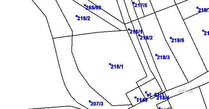 Parcela st. 216 v KÚ Smolina, Katastrální mapa