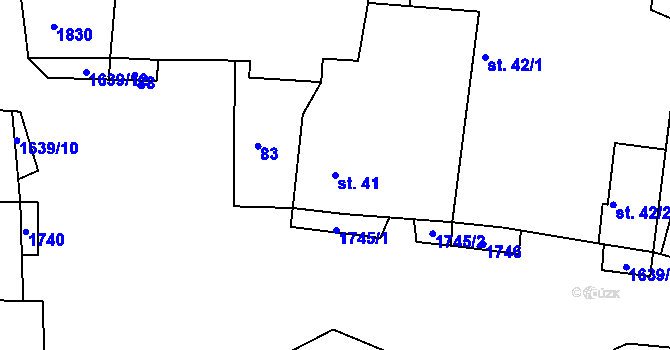Parcela st. 41 v KÚ Smolnice u Loun, Katastrální mapa