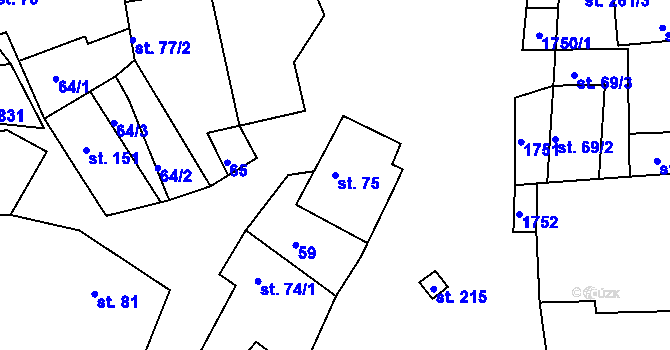 Parcela st. 75 v KÚ Smolnice u Loun, Katastrální mapa
