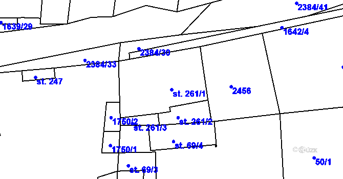 Parcela st. 261/1 v KÚ Smolnice u Loun, Katastrální mapa