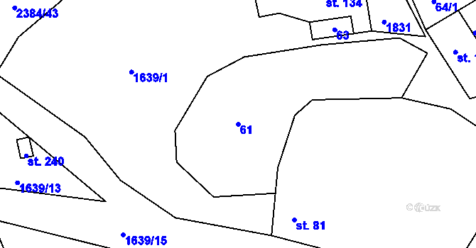Parcela st. 61 v KÚ Smolnice u Loun, Katastrální mapa