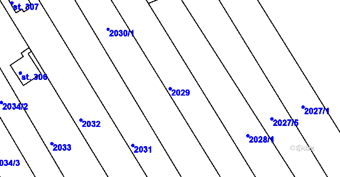 Parcela st. 2029 v KÚ Smolnice u Loun, Katastrální mapa