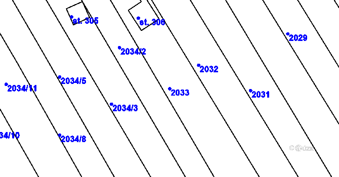Parcela st. 2033 v KÚ Smolnice u Loun, Katastrální mapa