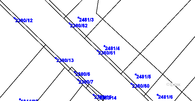 Parcela st. 2380/61 v KÚ Smolnice u Loun, Katastrální mapa