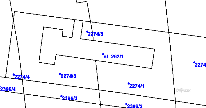 Parcela st. 262/1 v KÚ Smolnice u Loun, Katastrální mapa