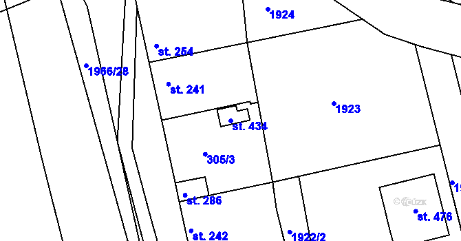 Parcela st. 434 v KÚ Smolnice u Loun, Katastrální mapa