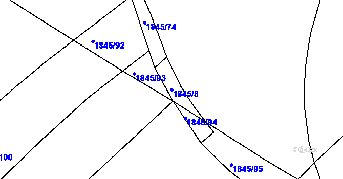 Parcela st. 1845/8 v KÚ Smolnice u Loun, Katastrální mapa