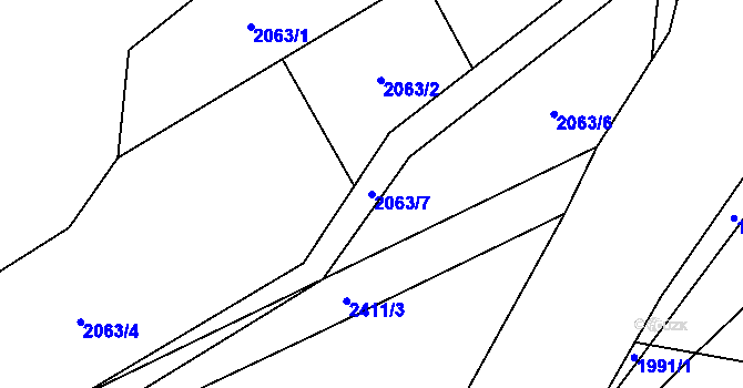 Parcela st. 2063/7 v KÚ Smolnice u Loun, Katastrální mapa