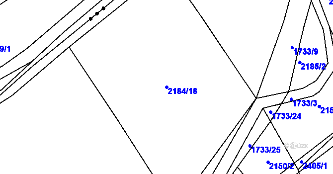 Parcela st. 2184/18 v KÚ Smolnice u Loun, Katastrální mapa