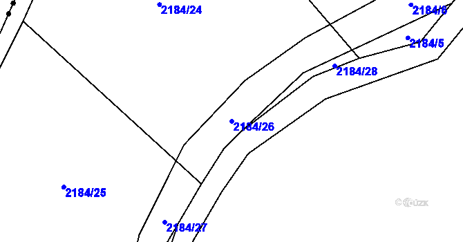 Parcela st. 2184/26 v KÚ Smolnice u Loun, Katastrální mapa