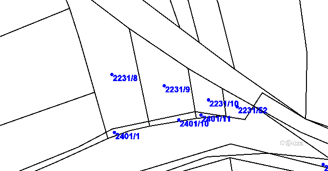 Parcela st. 2231/9 v KÚ Smolnice u Loun, Katastrální mapa