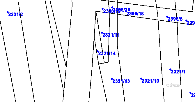 Parcela st. 2321/14 v KÚ Smolnice u Loun, Katastrální mapa