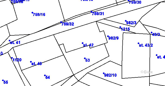 Parcela st. 42 v KÚ Smolotely, Katastrální mapa