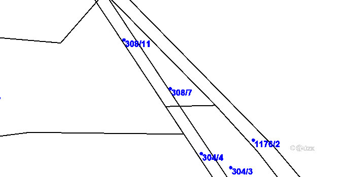 Parcela st. 308/7 v KÚ Smolotely, Katastrální mapa