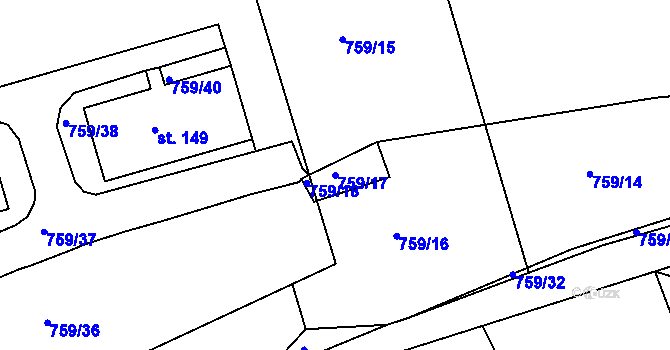 Parcela st. 759/17 v KÚ Smolotely, Katastrální mapa