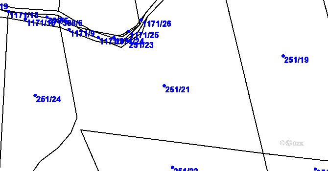 Parcela st. 251/21 v KÚ Smolotely, Katastrální mapa